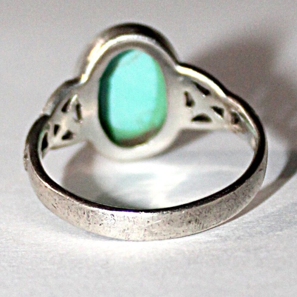 Sterling Silver Celtic Knot Faux Turquoise Ring - Picture 3 of 7